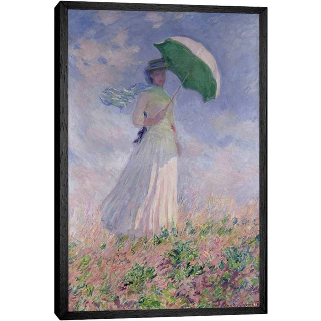 Woman With A Parasol Turned To The Right, 1886 by Claude Monet - Gallery-Wrapped Canvas Giclée on Canvas - Black Framed (101.6cm H x 66.04cm W x 3.81cm D)