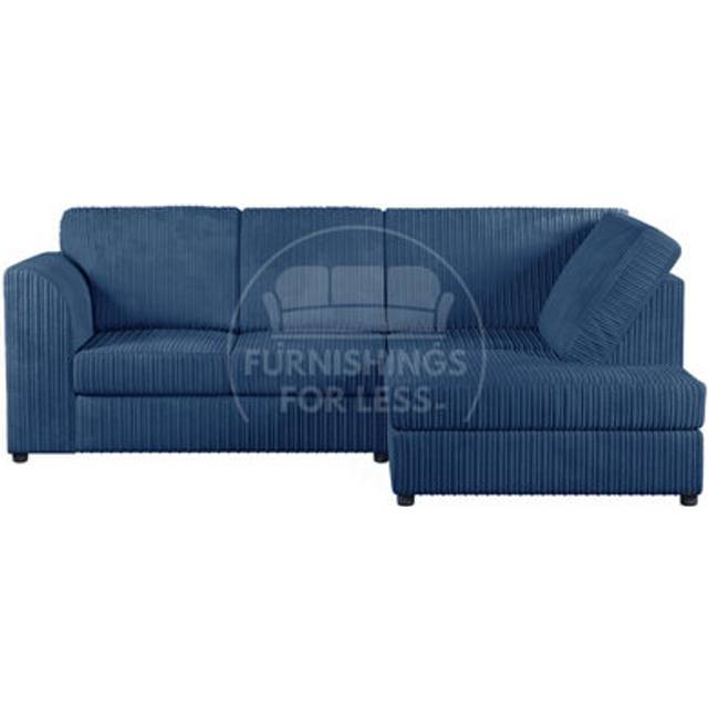 Luxor Jumbo Cord 4 Seater Corner sofa Right Hand Facing - Full Back - Blue - One Size