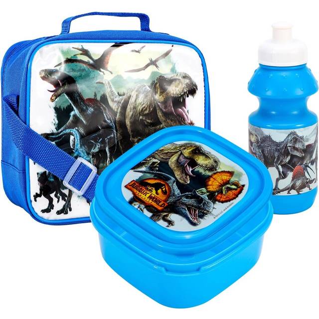 Jurassic world lunch bag insulated 3 piece set boys blue dinosaur