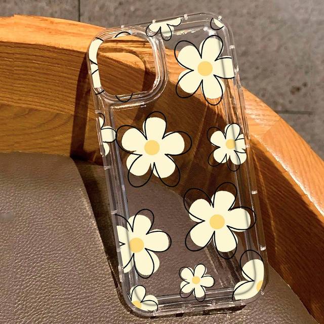 SHEIN 1pc Floral Pattern Transparent Full-Body Protection Shockproof Anti-Fall TPU Soft Rubber Phone Case Compatible With IPhone 11/12/13/14/15/15pro/15 Plu