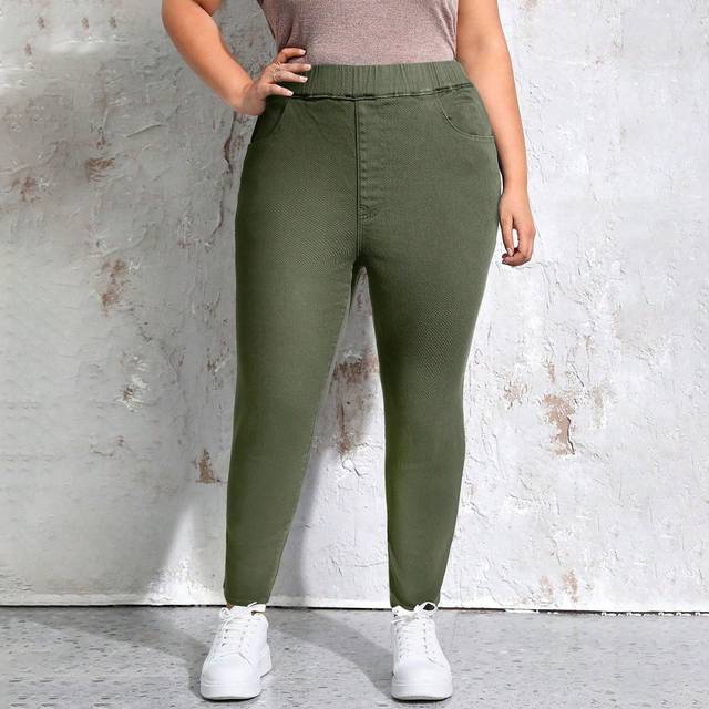 EMERY ROSE Plus Size Women Elastic Waist Pockets Casual Skinny Jeans