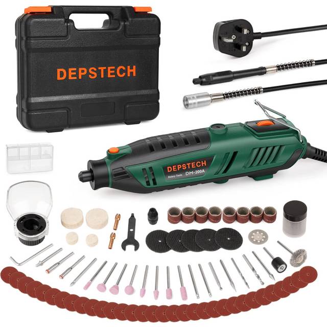 Rotary Tool Kit, 200W Rotary Multi Tool 6 Variable Speed 10000-40000RPM with Keyless Chuck and Flex Shaft, 128pcs Accessories Set for DIY Craft,