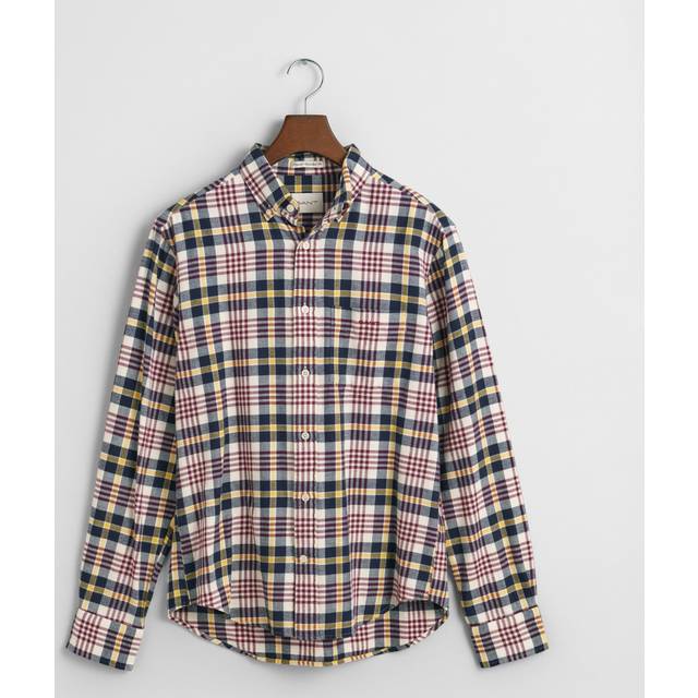 Regular Fit Flannel Plaid Shirt Herr, Cream, XXL