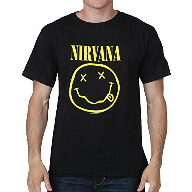 FEA Men's Nirvana Smiley Logo Double Sided T-Shirt Black X-Large