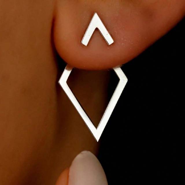 SHEIN 1pair Metallic Geometric Diamond Shaped Arrow Dangle Earrings, Two WayWearing Design For Women