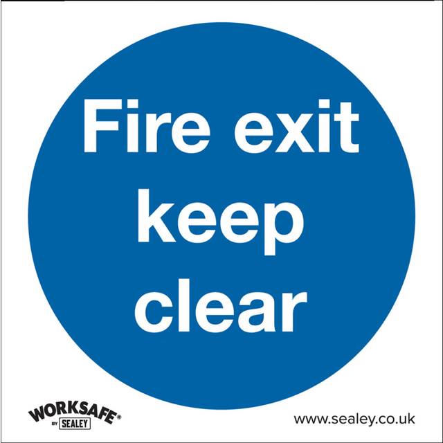 Worksafe Safety Sign - Fire Exit Keep Clear - Self-adhesive-pack of 10
