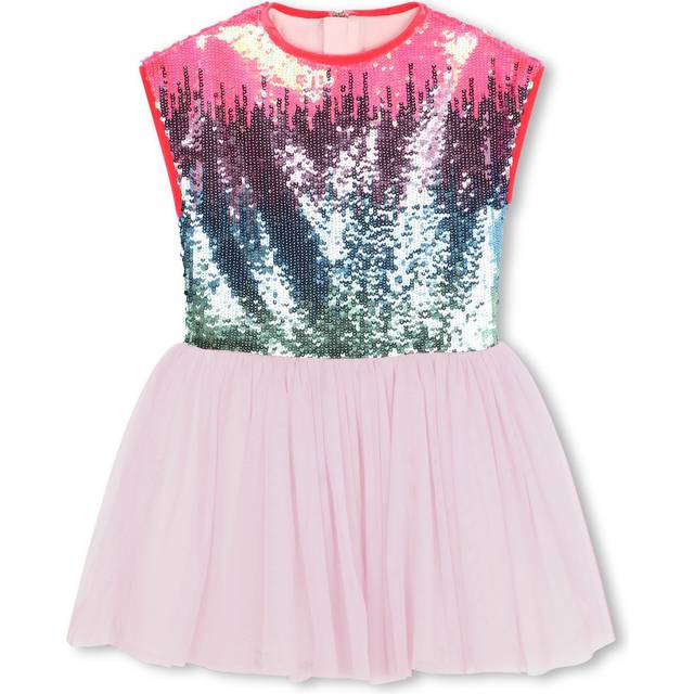 Billieblush, Dresses, female, Pink, 10 Y, Pink Sequin & Mesh Occasion Dress