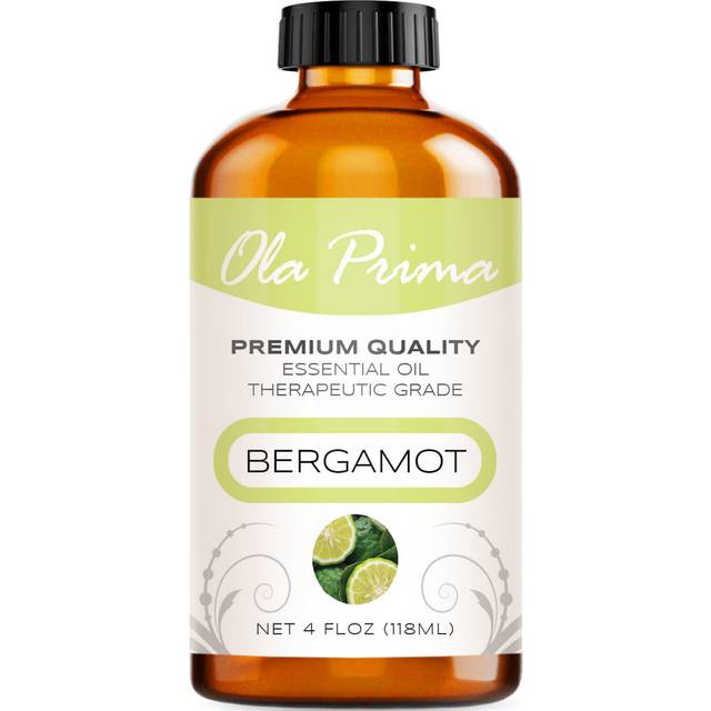 Ola Prima Bergamot Essential Oil - Therapeutic Grade for Aromatherapy, Diffuser, Skin, Hair, Massage, Stress, Dropper - 4 fl oz