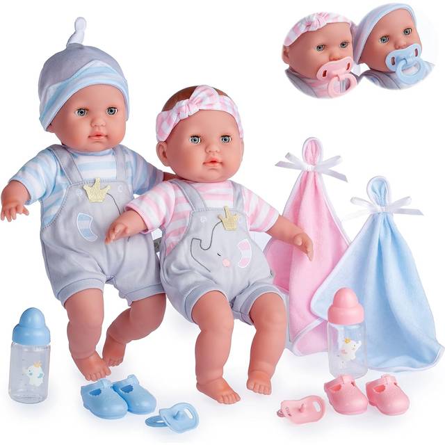 Berenguer Boutique TWINS- 15Ã¢ÂÂ Soft Body Baby Dolls - 12 Piece Gift Set with Open/Close Eyes- Perfect for Children 2+