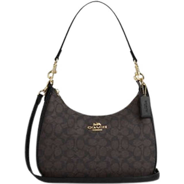 Coach Womens Teri Hobo in Signature Canvas - Black/Brown - One Size
