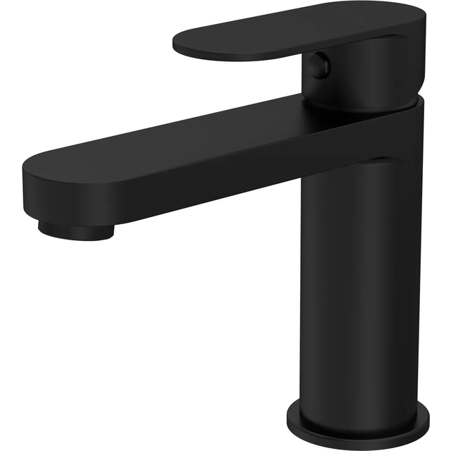 Round Mono Basin Mixer Bathroom Sink Tap & Push Button Waste - Matt Black - Balterley