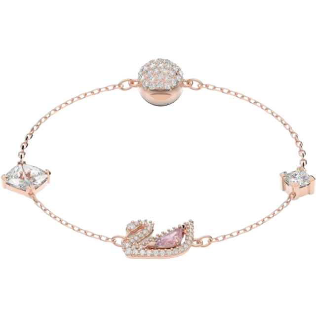 Dazzling Swan bracelet, Magnetic closure, Swan, Pink, Rose gold-tone plated