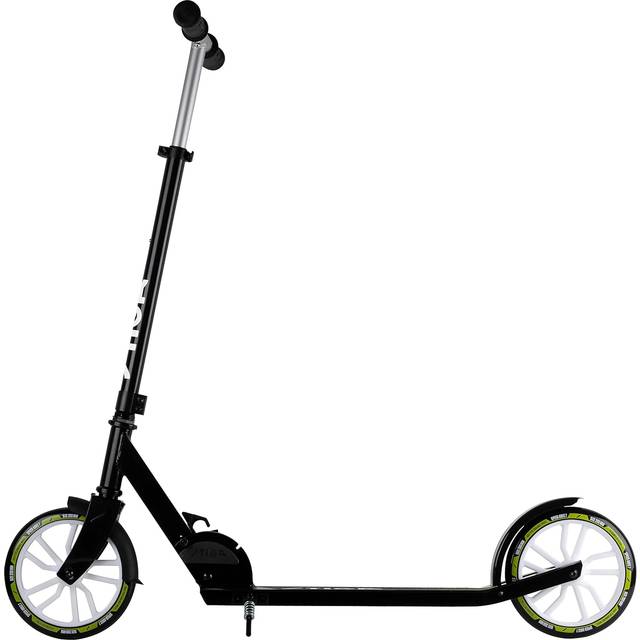 STIGA STR Kick Scooter Route 200-S stabilitetssystem – sparkcykel för vuxna och barn från 7 år – stadsskoter upp till 100 kg – vikbar och justerbar höjd med extra stora hjul – svart/limegrön