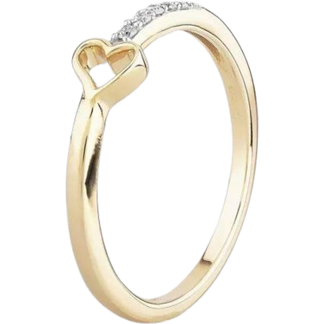 9ct Yellow Gold 0.05ct Diamond Open Heart Ring THR23107-05CH O