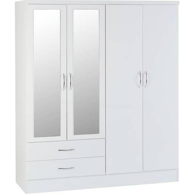 Cascio 4 Door Wardrobe - White Gloss (182.5cm H X 154cm W X 52cm D)