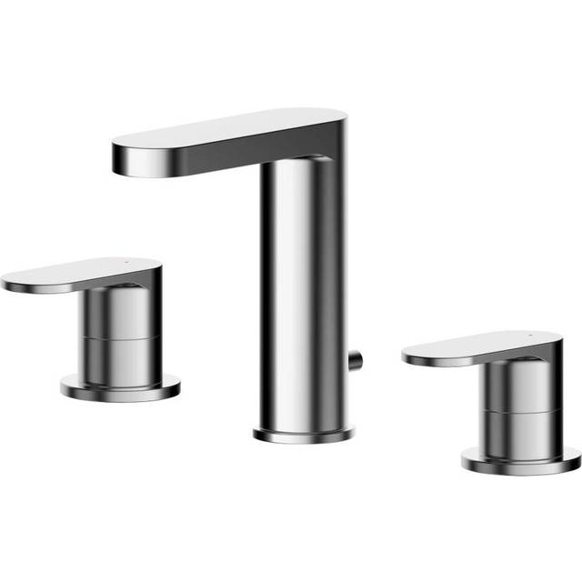 Round Deck 3 Tap Hole Basin Mixer Tap & Pop Up Waste - Chrome