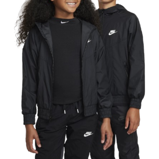 Nike Sportswear Windrunner Older Kids' Hooded Repel Jacket - Black - Polyester - XS
