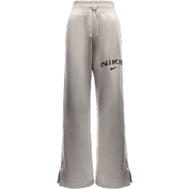 Nike Womens Phoenix Fleece High-Waisted Wide-Leg Logo Pant - Beige - Size XS
