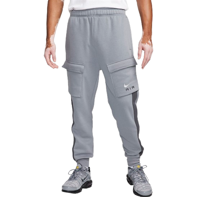Men's Nike Air FN7693 Mens Joggers Flap Cargo Pockets Drawcord Fleece Jogging Bottoms - Grey - Size: 32/30/31
