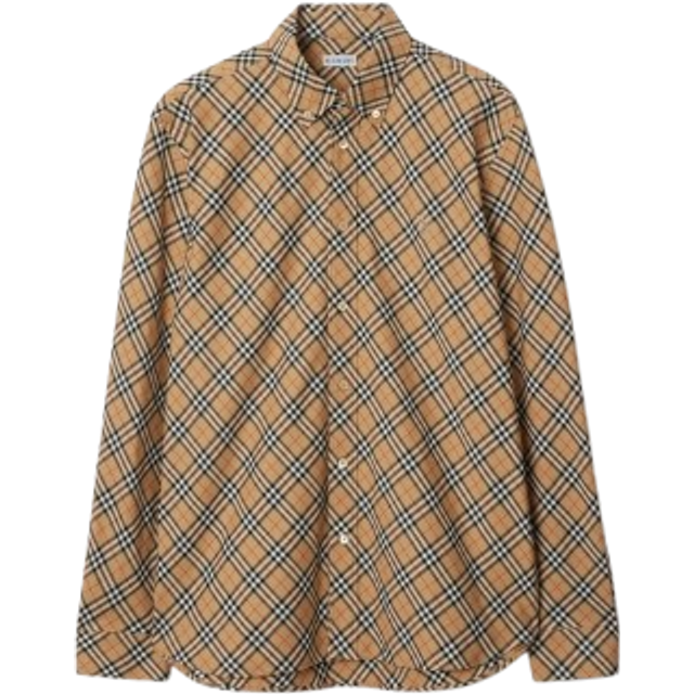 Burberry, Skjorta, Herr, L, Bomull, Beige Tartanskjorta Klassisk Stil - beige (L)