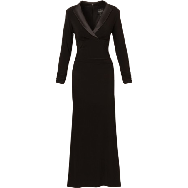 Tuxedo Mermaid Gown With Long Sleeves In Black - 20