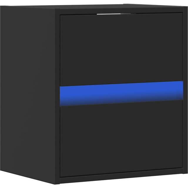 vidaXL TV Wall Cabinet with LED Lights Black 41x31x45 cm