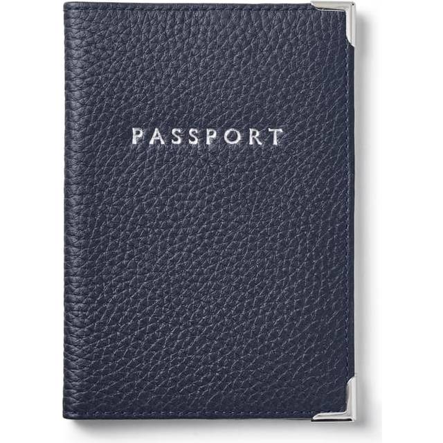 Aspinal Of London Leather Passport Cover - Navy - One size