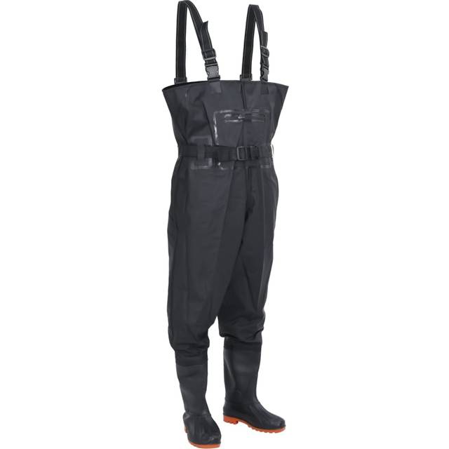 vidaXL Chest Waders with Boots and Belt Black Size 44