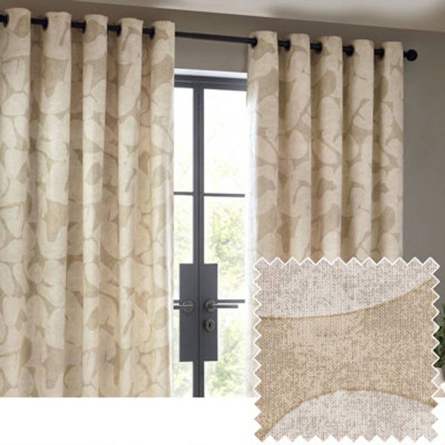 Hoem Brinn Abstract Eyelet Curtains In Natural 117 X 183Cm, Multi