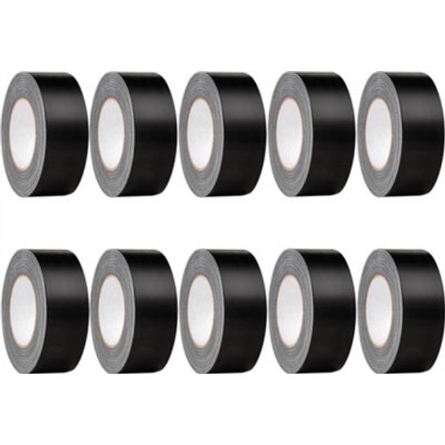 (10x Rolls) 50m Black Duct Tape, Premium Waterproof Backing