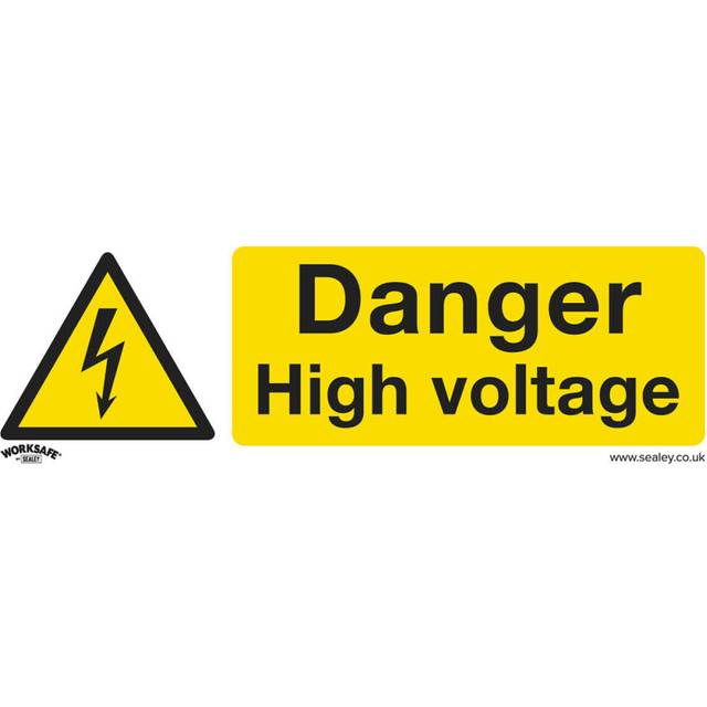 10x DANGER HIGH VOLTAGE Health & Safety Sign - Self Adhesive 300 x 100mm Sticker