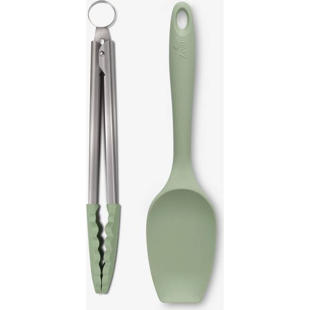 (Sage Green) Zeal Silicone Kitchen Tongs & Spatula Spoon Utensil Set
