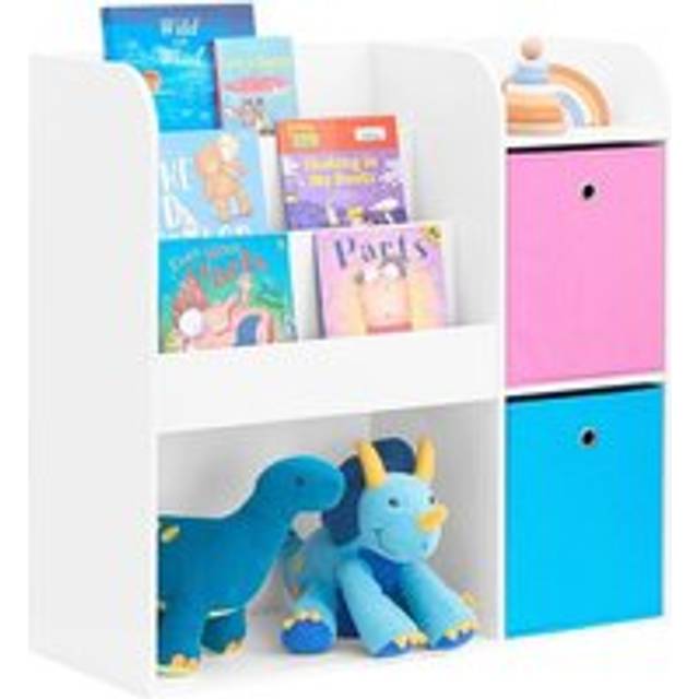 SoBuy Children Kids Bookcase Toy Shelf Storage Display Shelf with 2 Fabric Drawers in Pink and Blue,KMB37-F