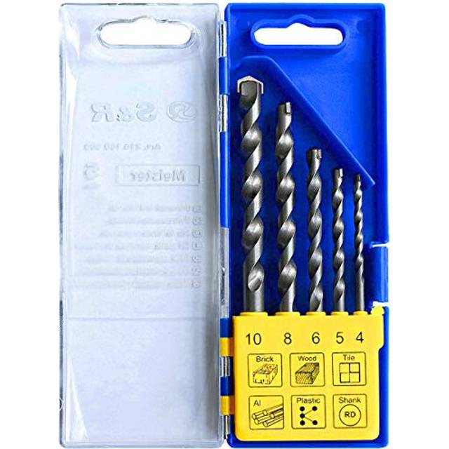 Universal Drill Bit Set â Multi-Purpose Drill Bits: Brick, Tile, Metal, Wood, in Professional Quality, 5 Pieces,  4, 5, 6, 8, 10 mm