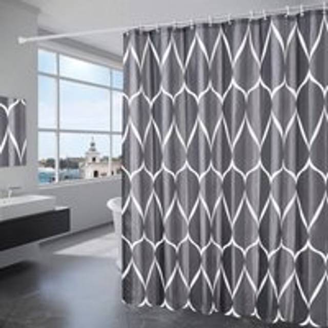 Alwaysh - Shower Curtain 180x200CM Waterproof Polyester Fabric Machine Washable Bathroom Curtain with 12 Hooks Black