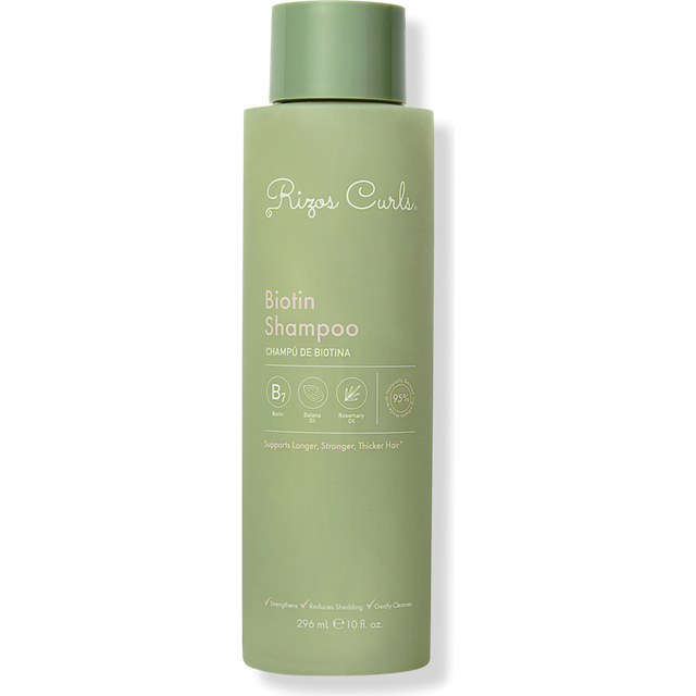 Rizos Curls Biotin Shampoo, Gently Cleanse & Nourish, Rosemary Oil & Oat Protein for Longer and Stronger Hair, Hair is Fuller, Softer & Shinier, 10 oz
