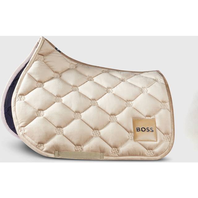 Equestrian velvet jumping saddle pad with Double B monograms - Beige