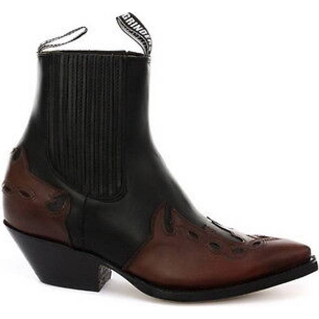 Grinders arizona lo unisex leather cuban heel cowboy boots black