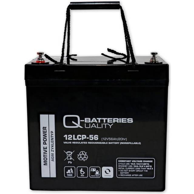 Q-Batteries 12LCP-56 12V 56Ah deep cycle AGM batteri (Forbrugsbatteri)