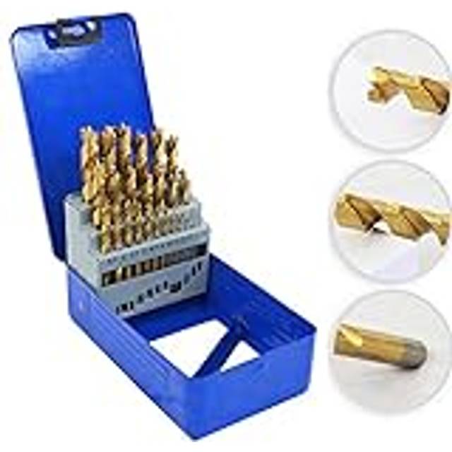 Wood Drill Bit Set Industrial Quality 25 Pieces 1-13 mm HSS 4241 Steel TiN Coating Polished Crown Tip for Exact Drilling Holes Wood Twist Drill Bit in