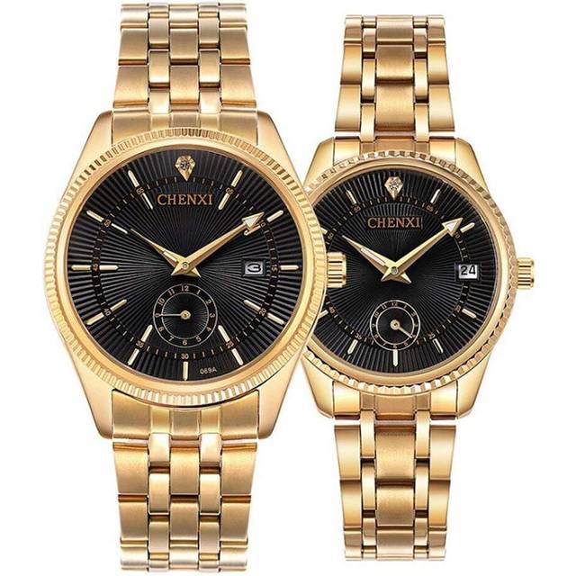 Couples Watch Gold Stainless Steel Quartz Watch Mens Ladies Sport Man Watch Women's Watches Gifts