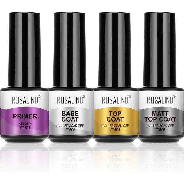 ROSALIND 4pcs Soak Off UV Gel Polish Base Top Matt Top Coat Gel Nail Polish Air Dry Gel For Nail Art