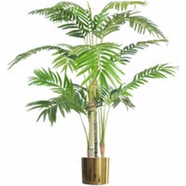 Leaf 120Cm (4Ft) Premium Artificial Areca Palm With Pot With Gold Metal Planter, Green