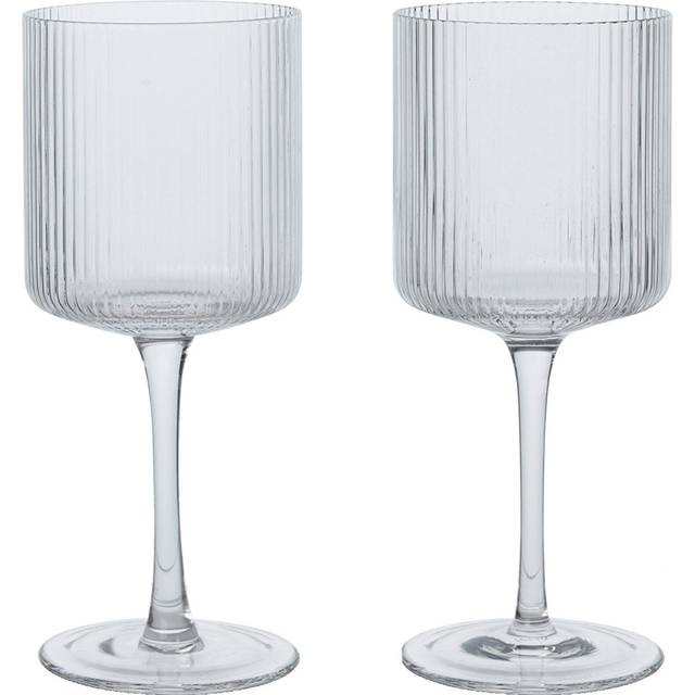 Ferm Living - Ripple White Wine Glass Set of 2 - transparent/HxØ 16,8x7,2cm/jedes Stück ein Unikat (16.8 x 7.2 x 7.2 x &#8960;7.2cm)