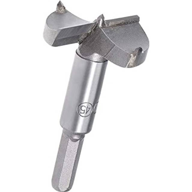 Forstner Drill Bit 45mm, Tungsten Carbide Wood Hole Saw Auger Opener for Woodworking Hinge Hole Drilling Boring Bit Cutter Gray