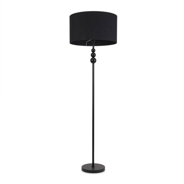 Marissa Stacked Ball Floor Lamp with Fabric Drum Shade - Black