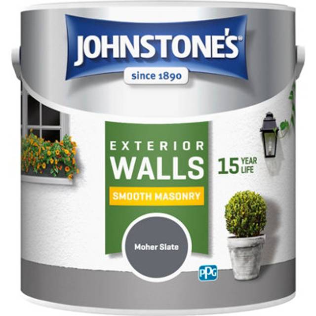 Johnstones moher slate smooth masonry exterior grey paint 15y weather proof 2.5l