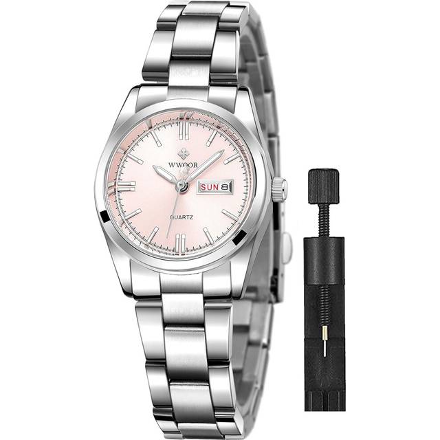 VEANXIN Women's Silver Stainless Steel Band Wrist Watches Quartz Analog Watch Small Face Ladies Dress Watch