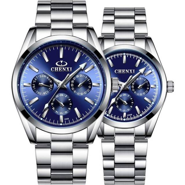 VEANXIN He and Her Couple Watch Business Men and Women Couple Set Watch Quartz Stainless Steel Waterproof Watch