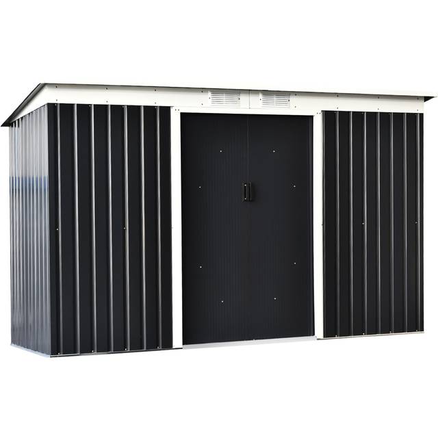 Outsunny 9x4ft Corrugated Metal Shed - Grey - 9 x 4ft